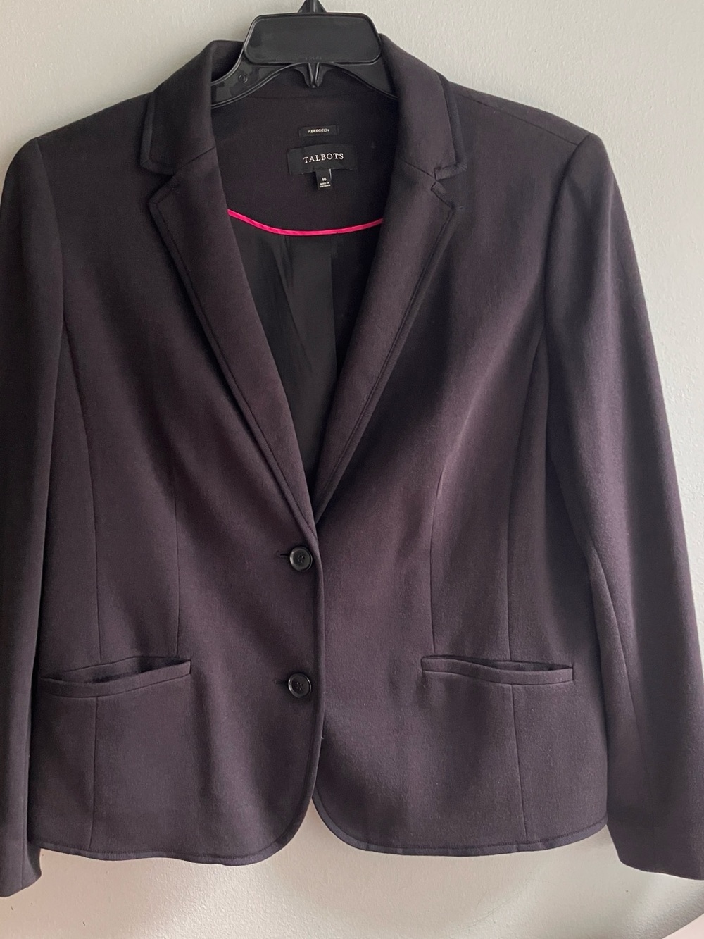 Talbots Aberdeen Navy Blue Knit Blazer Jacket Size 16